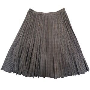 CHAUS New York Pleated Plaid Houndstooth Preppy Dark Academia Midi Skirt Size M